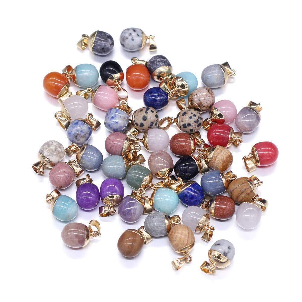 3994 8pcs Natural Stone Pendants,Bean Shape Charms Natural Semi-Precious